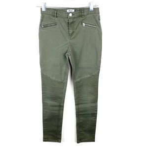 Dex Girls Biker Moto Skinny Green Jeans Size 14